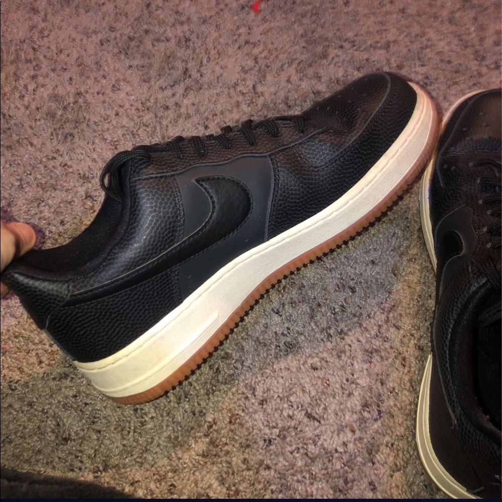 Black Nike Air Force Ones with Gum Sole